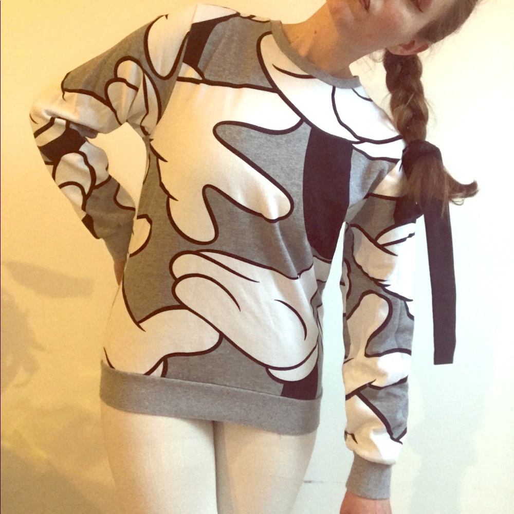 Disney grey & white Mickey Hands Sweatshirt size S